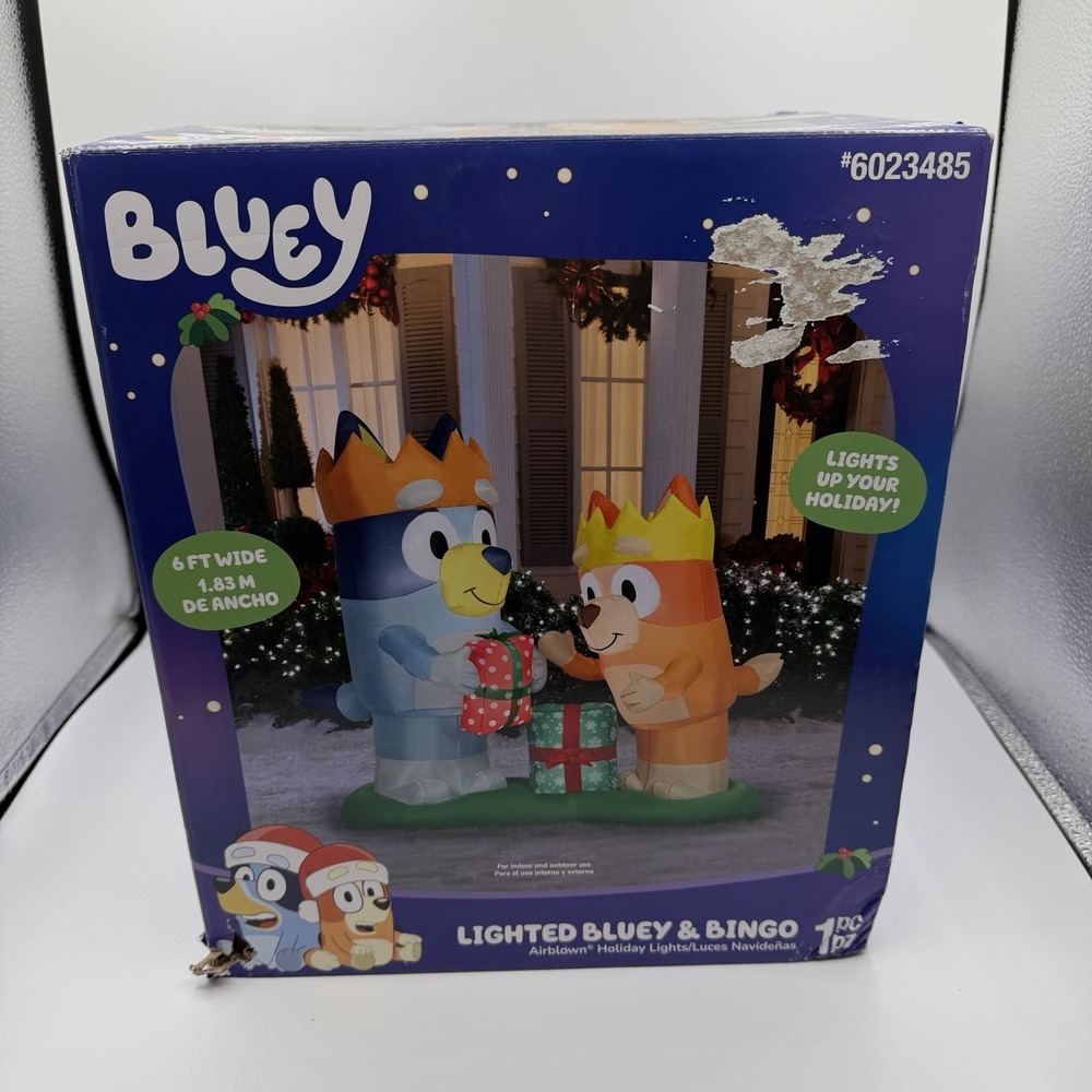 Gemmy‎ Bluey & Bingo Lighted Airblown Christmas Inflatable 6ft Wide - New In Box